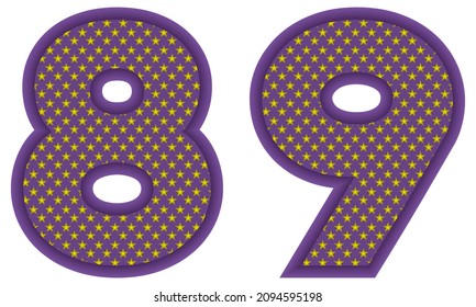 Número Ochenta Y Nueve Con Ilustración Del Vector De Patrón Con Forma De Estrella. Número 89 Con Textura Estelar Aislada En Fondo Blanco
