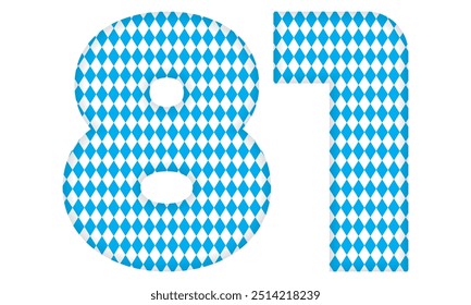 Number Eighty One With Bavarian Oktoberfest Seamless Pattern Vector Illustration. Number 81 Isolated On A White Background
