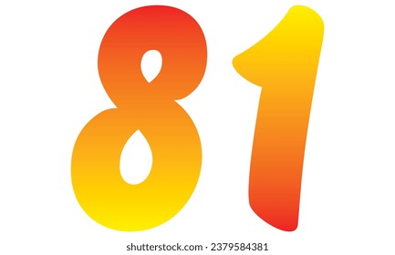 Number Eighty One Isolated On A White Background. Number 81 Vector Illustration