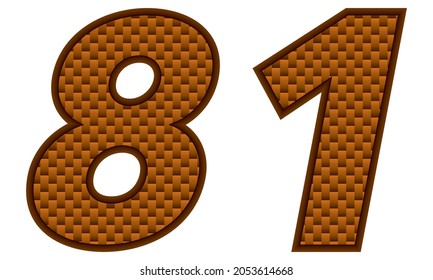 Number Eighty One Vector Illustration. Orange Patterned Number 81 Isolated On A White Background
