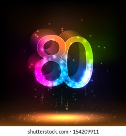 Number eighty. Salute- vector isolated on black background