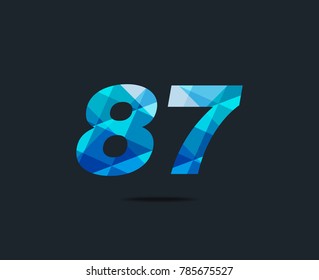 Number eighty seven 87 Logo Icon, filled with geometric pattern. polygon letter. Vector Element.
