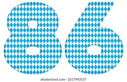 Number Eighty Six With Bavarian Oktoberfest Seamless Pattern Vector Illustration. Number 86 Isolated On A White Background
