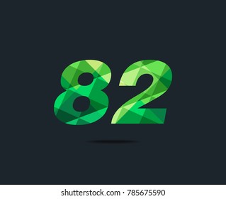 Number eighty two 82 Logo Icon, filled with geometric pattern. polygon letter. Vector Element.
