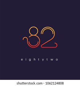 Number eighty two, Digit 82 Logo Icon vector template.