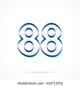 Number Eighty-eight, 88 hand drawn with blue and pink highlighters, isolated on a blank background.
Vector illustration, easy to edit, manipulate, resize or colorize.