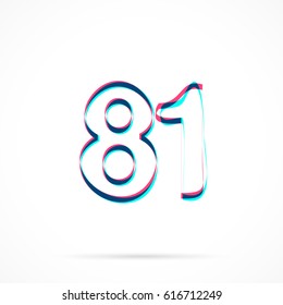 Number Eighty-one, 81 hand drawn with blue and pink highlighters, isolated on a blank background.
Vector illustration, easy to edit, manipulate, resize or colorize.