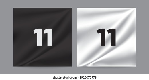 Number Eleven, 11 isolated on white and black wavy background.