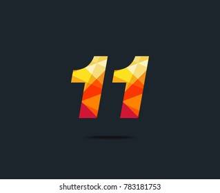 Number eleven 11 Logo Icon, filled with geometric pattern. polygon letter. Vector Element.

