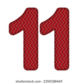 Number Eleven With Abstract Geometric Pattern. Number 11 Isolated On A White Background