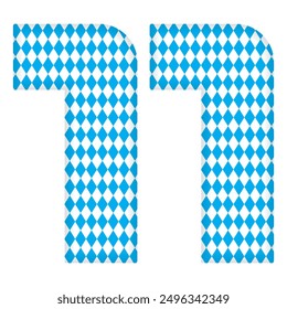 Number Eleven With Bavarian Oktoberfest Seamless Pattern Vector Illustration. Number 11 Isolated On A White Background
