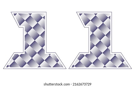 Number Eleven With Dotted Pattern Vector Illustration. Blue Number 11 Isolated On A White Background
