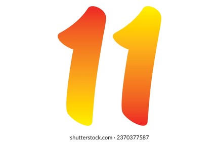 Number Eleven Isolated On A White Background. Number 11 Vector Illustration