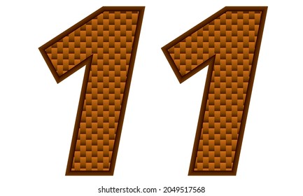 Number Eleven Vector Illustration. Orange Patterned Number 11 Isolated On A White Background
