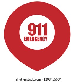 Number emergency 911 and map pin.Designed for your web site design, logo, app, UI