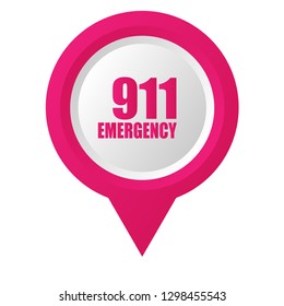 Number emergency 911 and map pin.Designed for your web site design, logo, app, UI