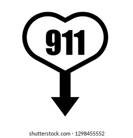 Number emergency 911 and map pin.Designed for your web site design, logo, app, UI