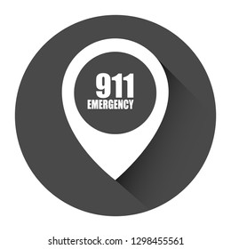 Number emergency 911 and map pin.Designed for your web site design, logo, app, UI
