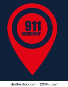 Number emergency 911 and map pin.Designed for your web site design, logo, app, UI