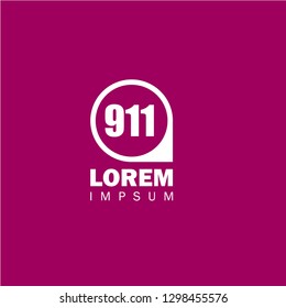 Number emergency 911 and map pin.Designed for your web site design, logo, app, UI