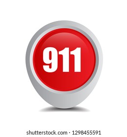 Number emergency 911 and map pin.Designed for your web site design, logo, app, UI