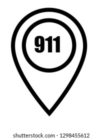 Number emergency 911 and map pin.Designed for your web site design, logo, app, UI