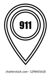Number emergency 911 and map pin.Designed for your web site design, logo, app, UI