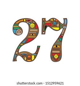 the number with ethnic tribes ornaments art