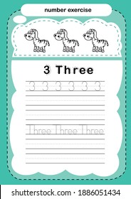 number exercise with cartoon coloring book illustration, vector