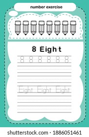 number exercise with cartoon coloring book illustration, vector