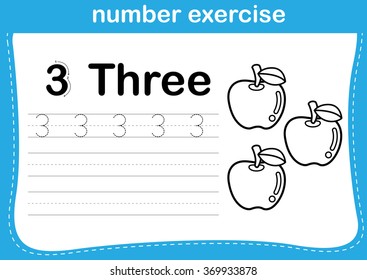 number exercise with cartoon coloring book illustration, vector