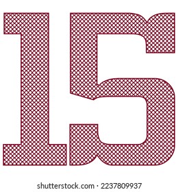 Number Fifteen With Abstract Pattern Vector Illustration. Number 15 Isolated On A White Background
