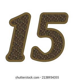 Number Fifteen With Arabian Style Arabesque Pattern Eastern Ethnic Ornament. Number 15 Isolated On A White Background
