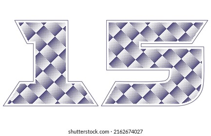 Number Fifteen With Dotted Pattern Vector Illustration. Blue Number 15 Isolated On A White Background
