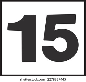 Number fifteen  isolated on white background vector illustration. 15