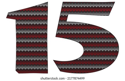 Number Fifteen With Jersey Pattern Vector Illustration. Number 15 Isolated On A White Background
