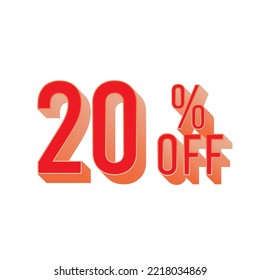 The number fifteen percent is in red - the number 20% is 3D illustrator and render, used for graphic banner design layouts, posters, wallpapers