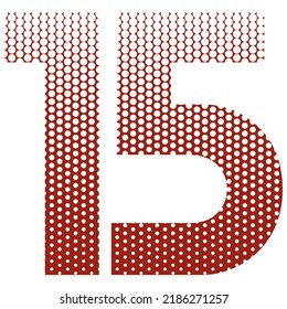 Number Fifteen With Red And White Dotted Pattern Vector Illustration. Number 15 Isolated On A White Background
