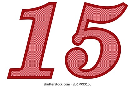 Number Fifteen With Square Pattern Vector Illustration. Number 15 With Square Texture Isolated On A White Background
