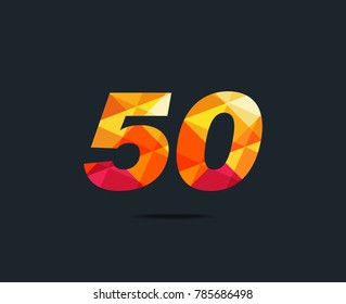 Number fifty 50 Logo Icon, filled with geometric pattern. polygon letter. Vector Element.