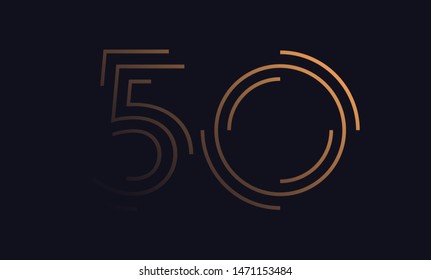 Number fifty / 50 vector font alphabet, modern dynamic luxury flat design for your unique elements design ; logo, corporate identity, application, creative poster & more 