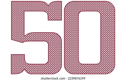 Number Fifty With Abstract Pattern Vector Illustration. Number 50 Isolated On A White Background
