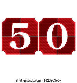 Number Fifty Button Vector Illustration. Number Fifty With Cube Pattern. Fragmented Number Fifty