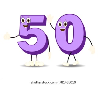 Number Fifty - Cartoon Vector Image