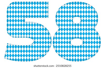 Number Fifty Eight With Bavarian Oktoberfest Seamless Pattern Vector Illustration. Number 58 Isolated On A White Background
