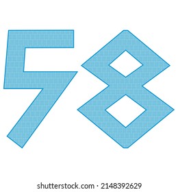 Number Fifty Eight With Greek Or Roman Ancient Font. Blue Number 58 With Traditional Greek Ornament

