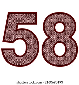Nummer 58 mit islamischem Muster Vektorgrafik. Nummer 58 mit arabischem Muster einzeln auf weißem Hintergrund
