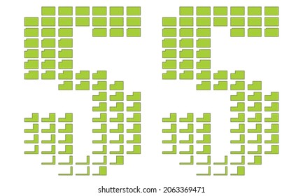 Nummer 55 Vektorgrafik. Grüne Zahl 55 einzeln auf weißem Hintergrund
