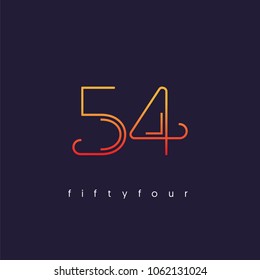 Number fifty four, Digit 54 Logo Icon vector template.