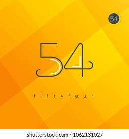 Number fifty four, Digit 54 Logo Icon vector template.